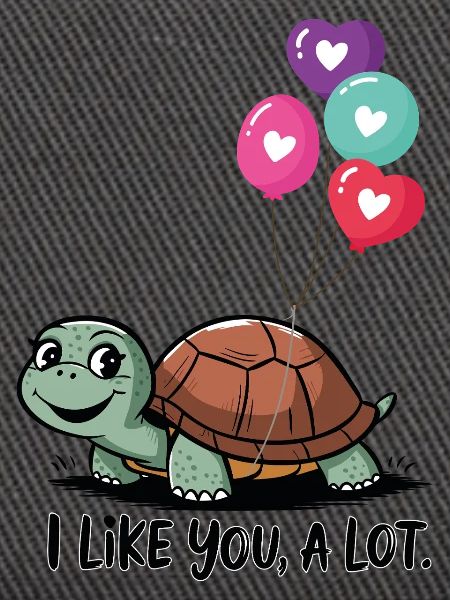 Turtle with Heart Balloons