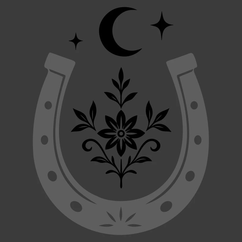 Fer à cheval avec fleur et lune - Lucky Design