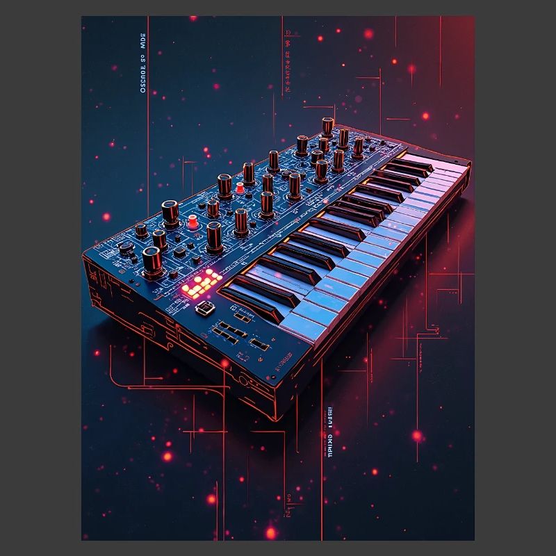 Futuristische Synthwave Musikkonsole