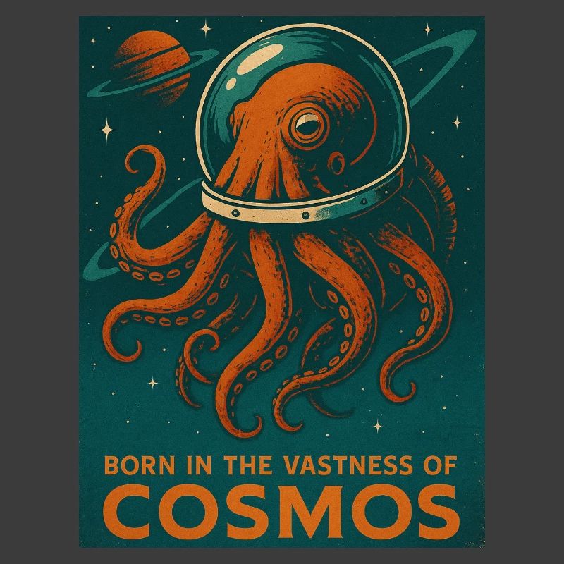Oktopus Retro Sci-Fi Weltraum