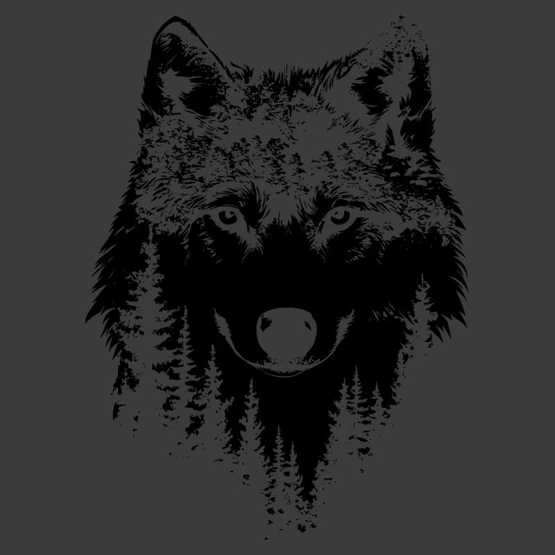 Silhouette de forêt de loups