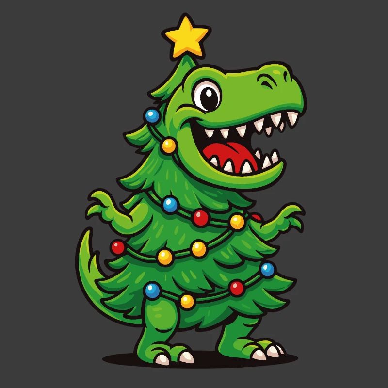 Tree-Rex – Jeu de mots rétro de Noël T-Rex Dino