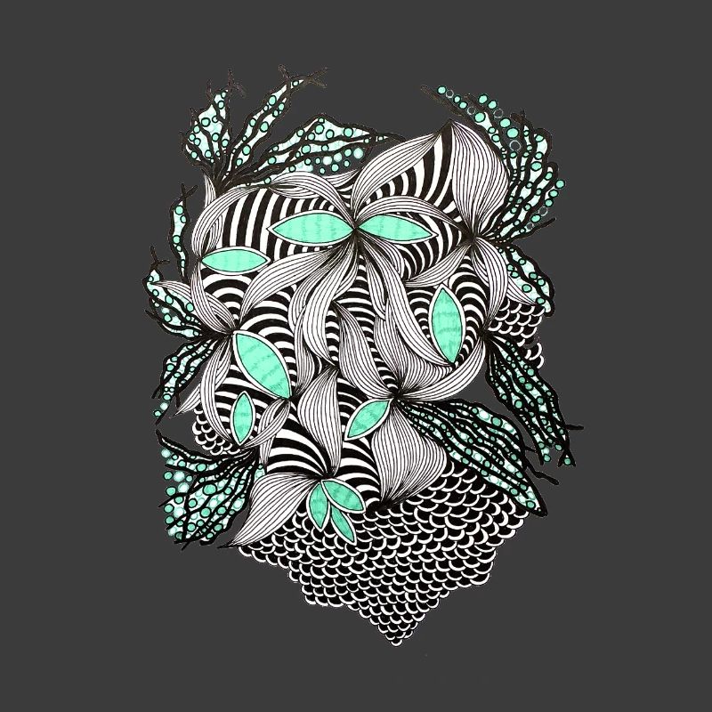 Linienblumen Muster Mintakzent