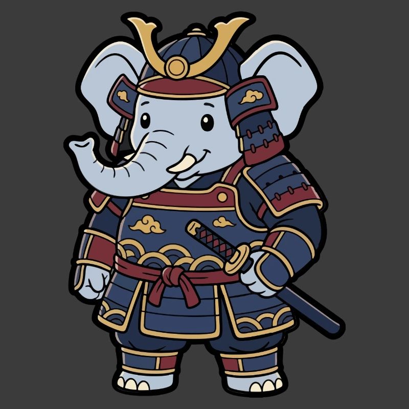 Elephant Samurai in Warrior Armor