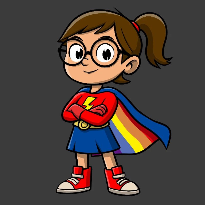 Kleine Superheldin mit Brille