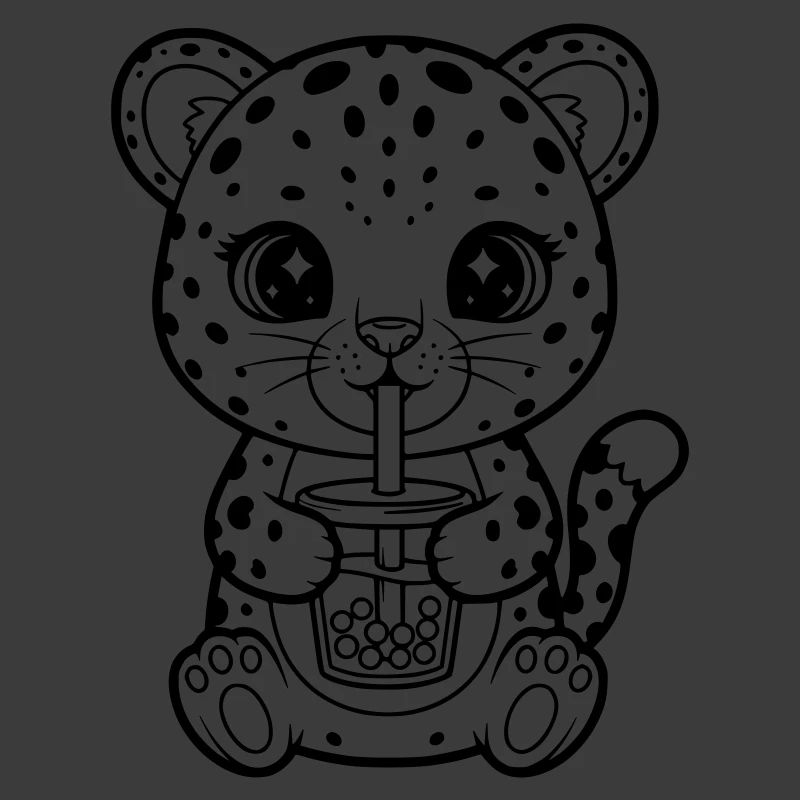 Leopard mit Becher