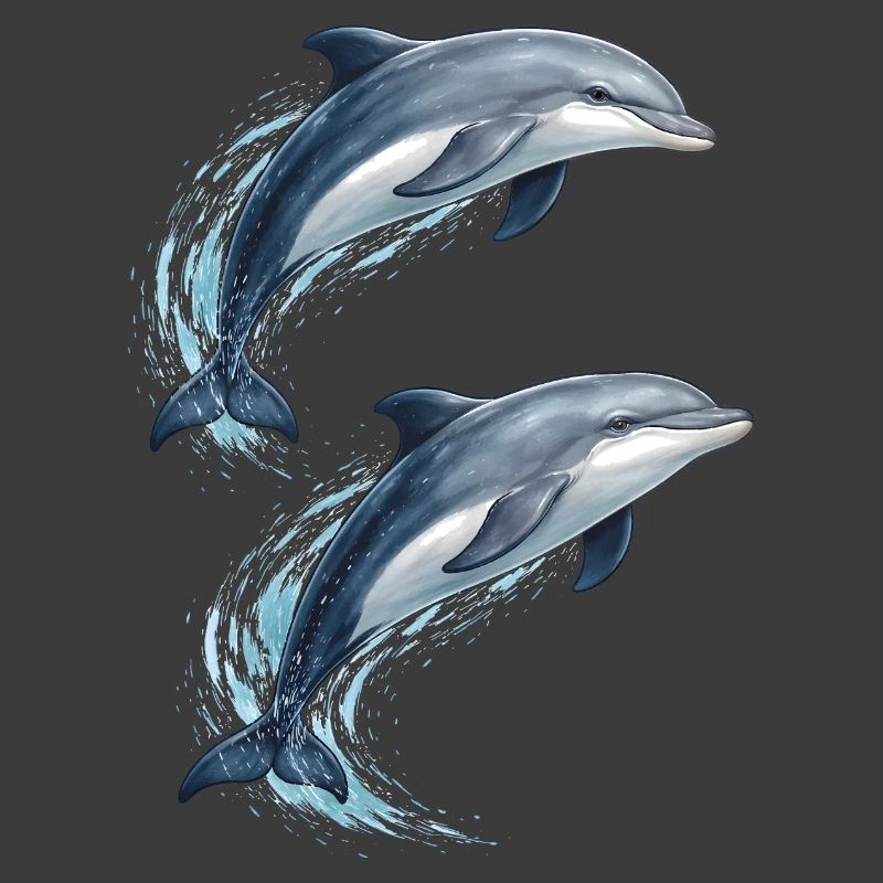 Two jumping dolphins illustration