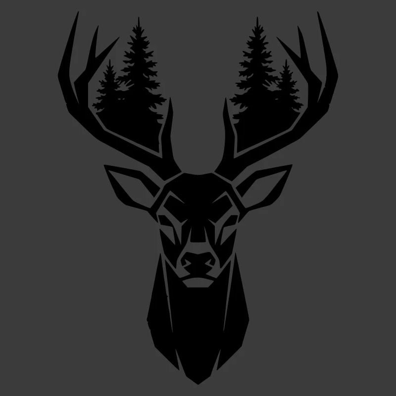 Deer Head Trees Forest Silhouette