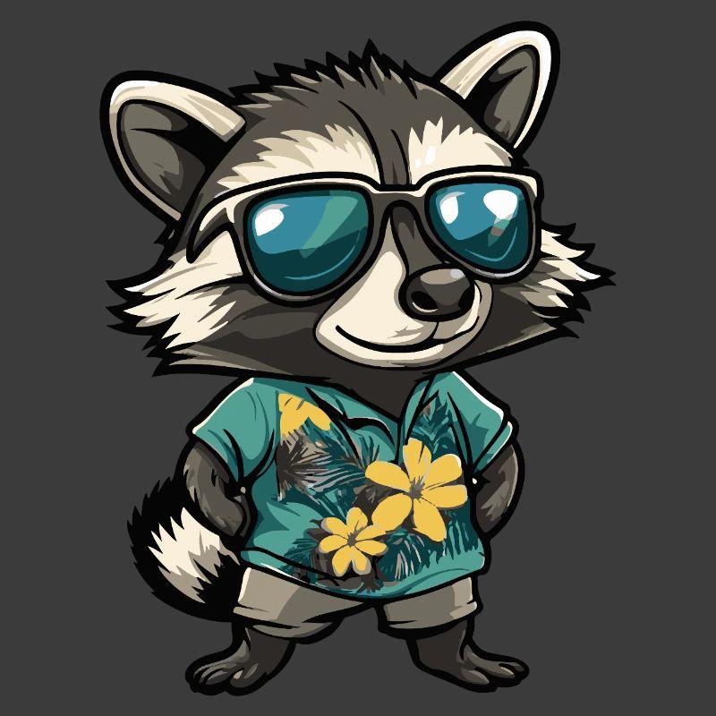 Waschbär Comic Urlaub