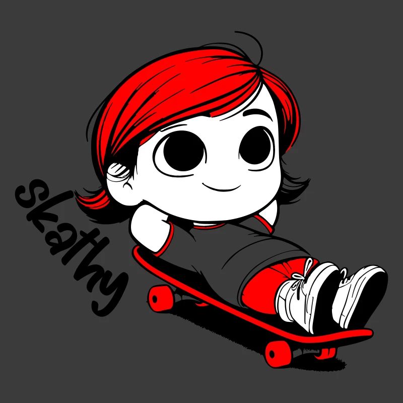 Kathy relaxed auf einem Skateboard.