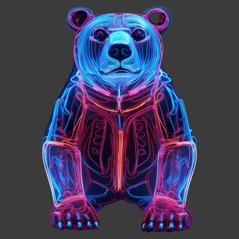 Neon Bear in Cyber Design