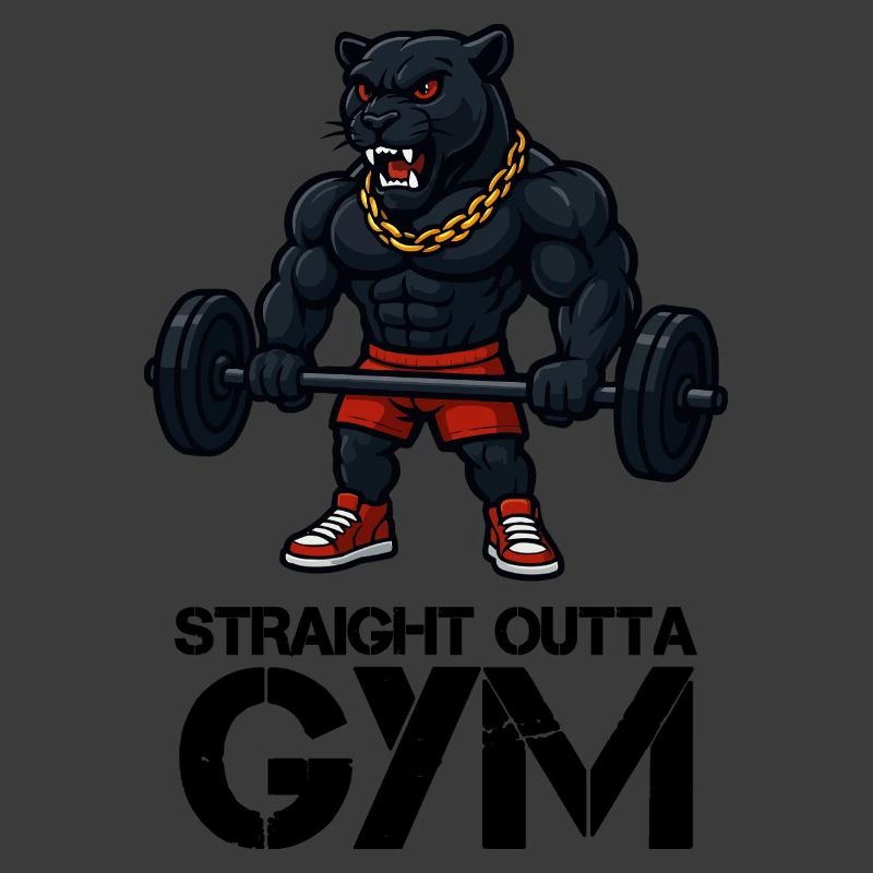 Starkes Panther-Maskottchen mit Gewichtheber
