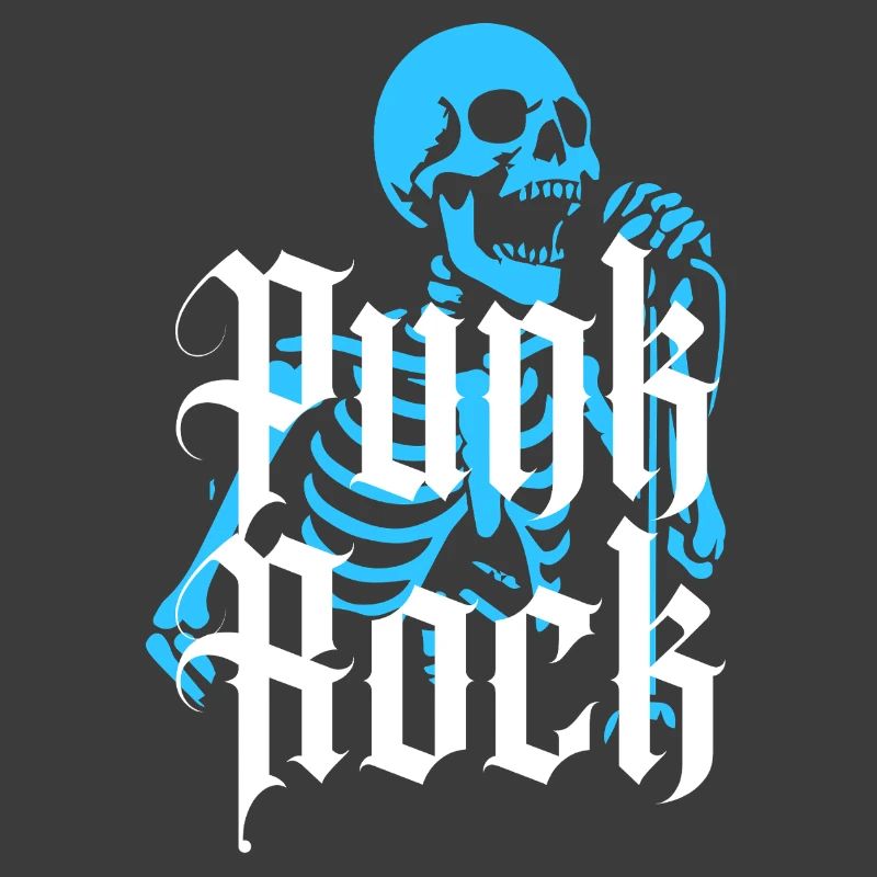 Vibrant Skeleton with Gothic Punk Rock Text