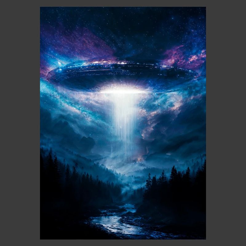 UFO-Strahl über Mitternachtswald