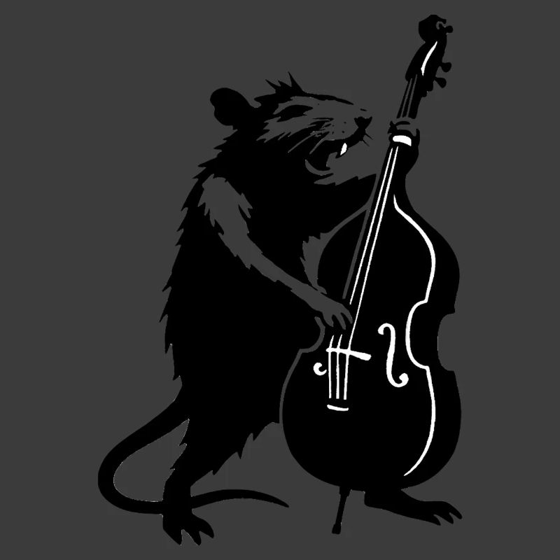 Bär mit Cello Monochrom