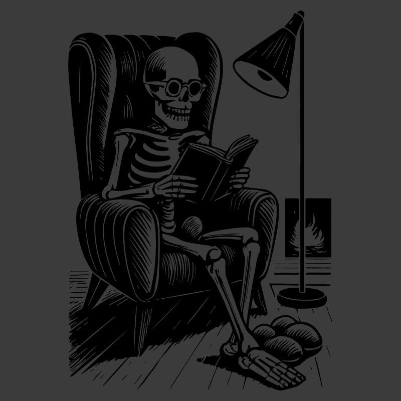 Squelette de lecture dans la chaise de lecture
