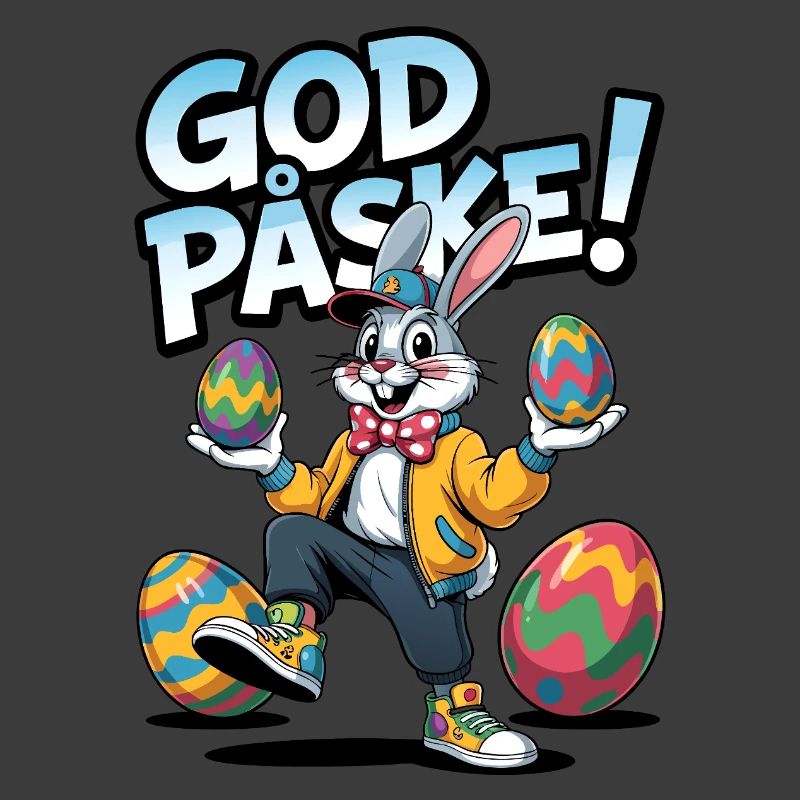 Easter bunny with colorful eggs