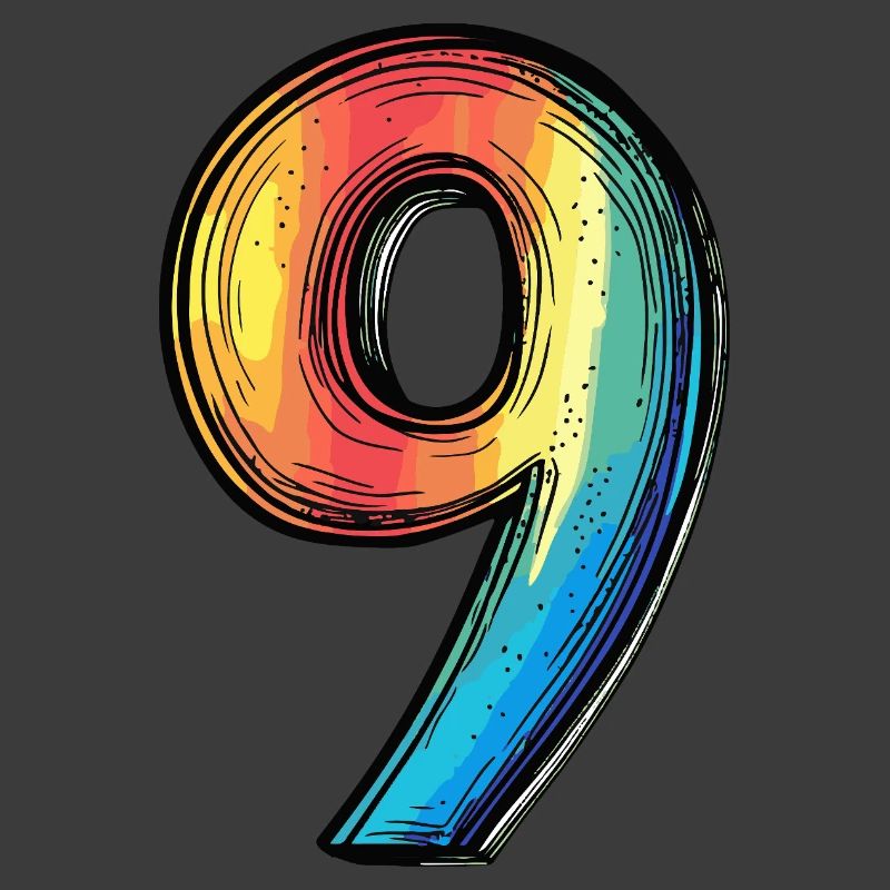 9 Zahl Bunt