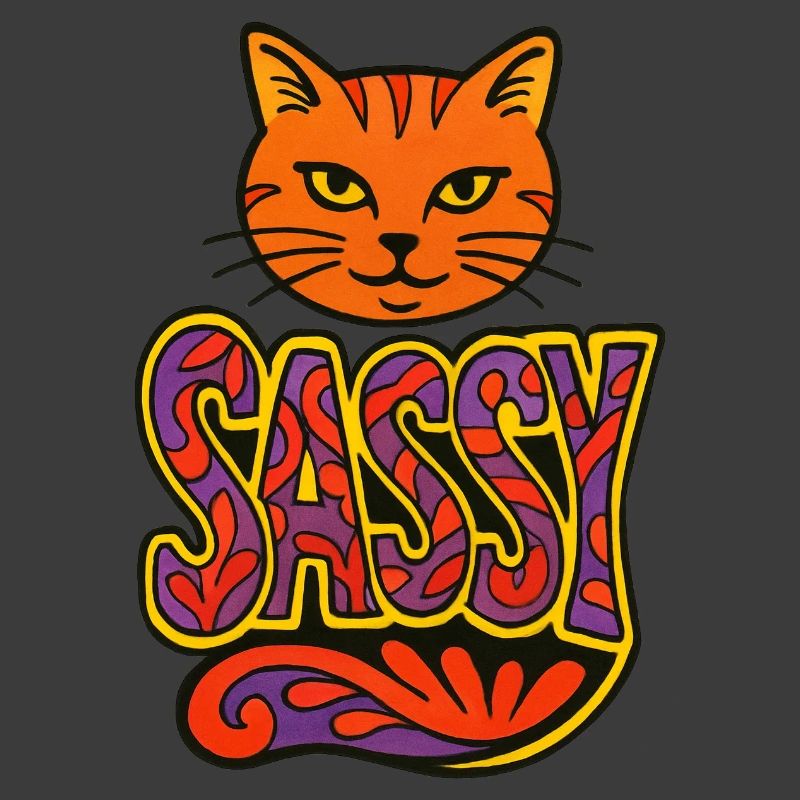 Sassy Cat Psychedelic Script