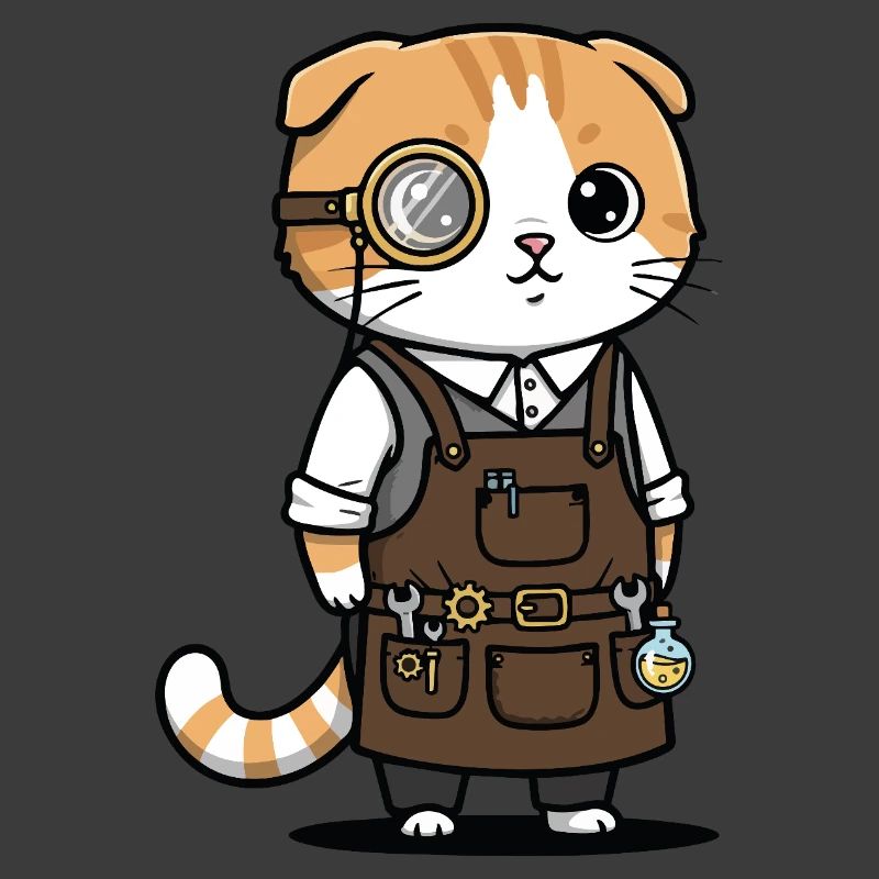 Scottish Fold Steampunk-Monokel-Erfinderkatze