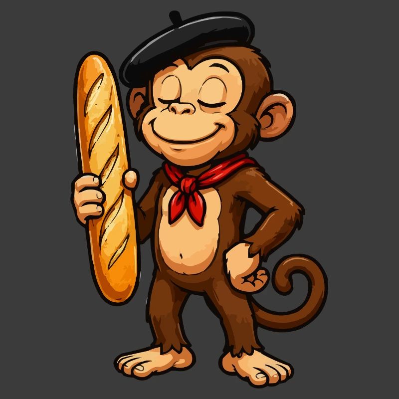 Baguette monkey with beret