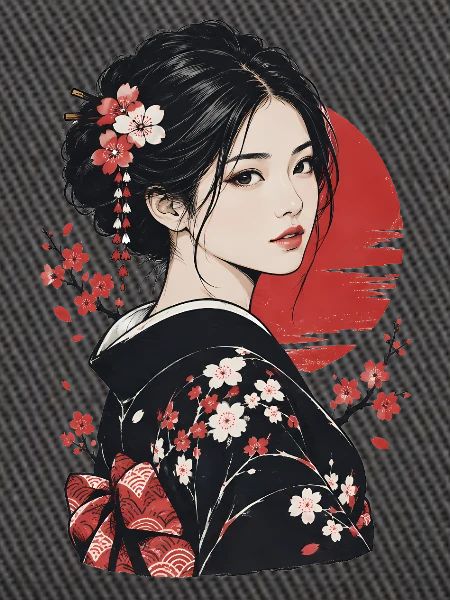 Kirschblüten Kimono Porträt