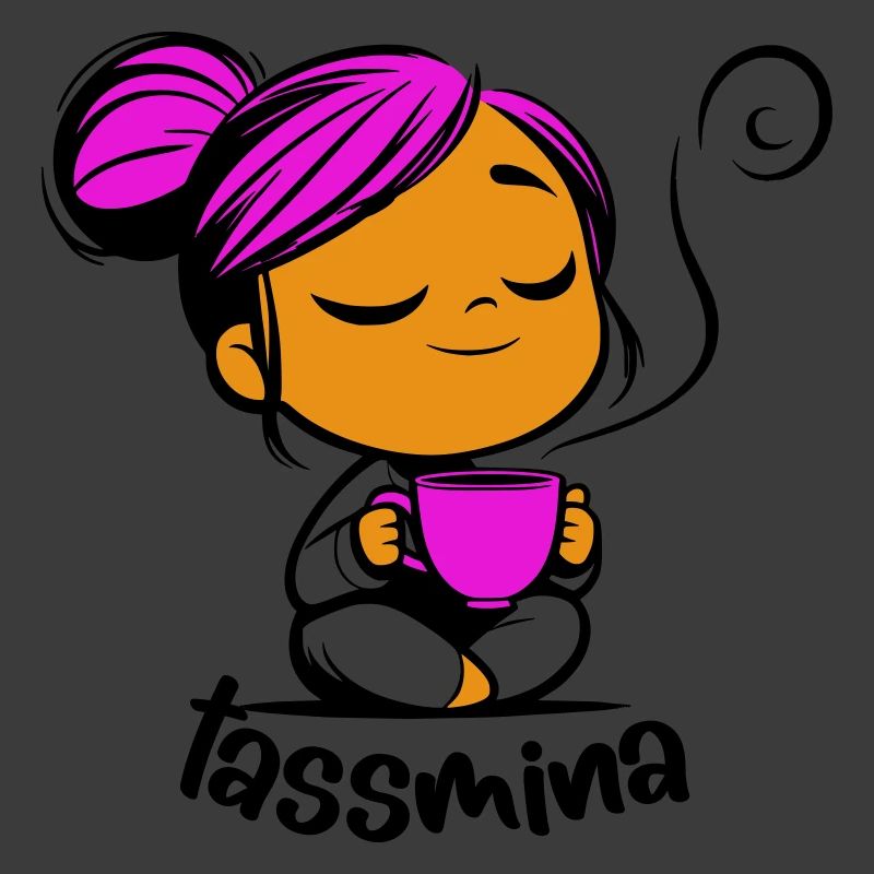 Tassmina enspannt mit einer Tasse Tee oder Kaffee