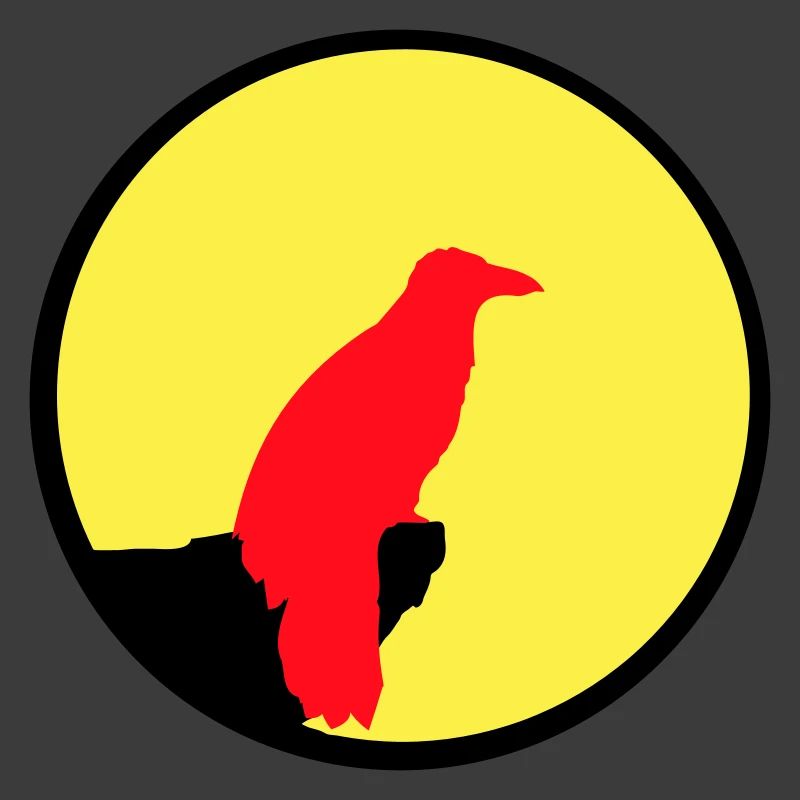 Vogel sitzt Mond nachts Klippe Werwolf heulen Wolf