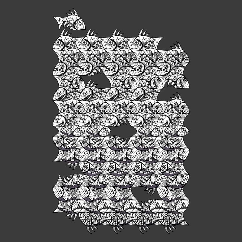 Repeated monochrome fish