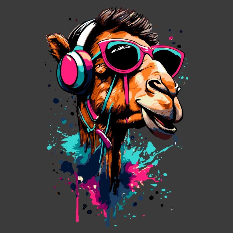 Kamel Dromedar Farbenfroh mit Kopfhörer - DJ Kamel