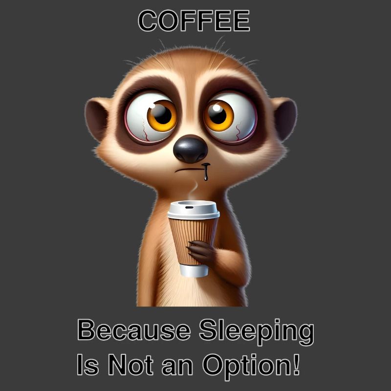 Tired Meerkat with Coffee