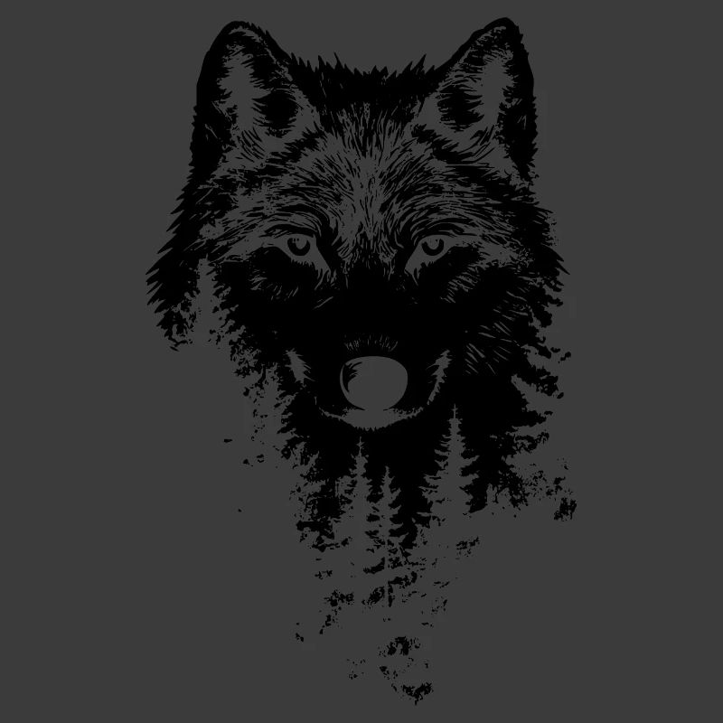 Silhouette de forêt de visage de loup
