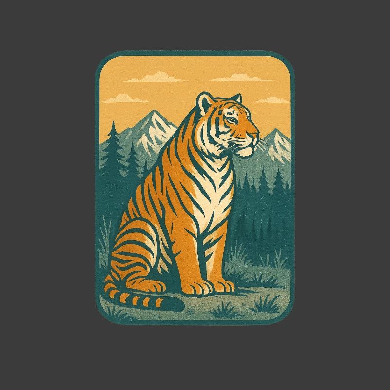 Tiger im Gebirge Retro-Motiv