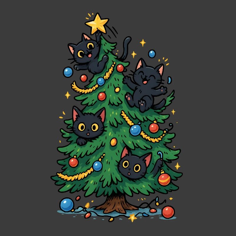 Christmas tree with cats