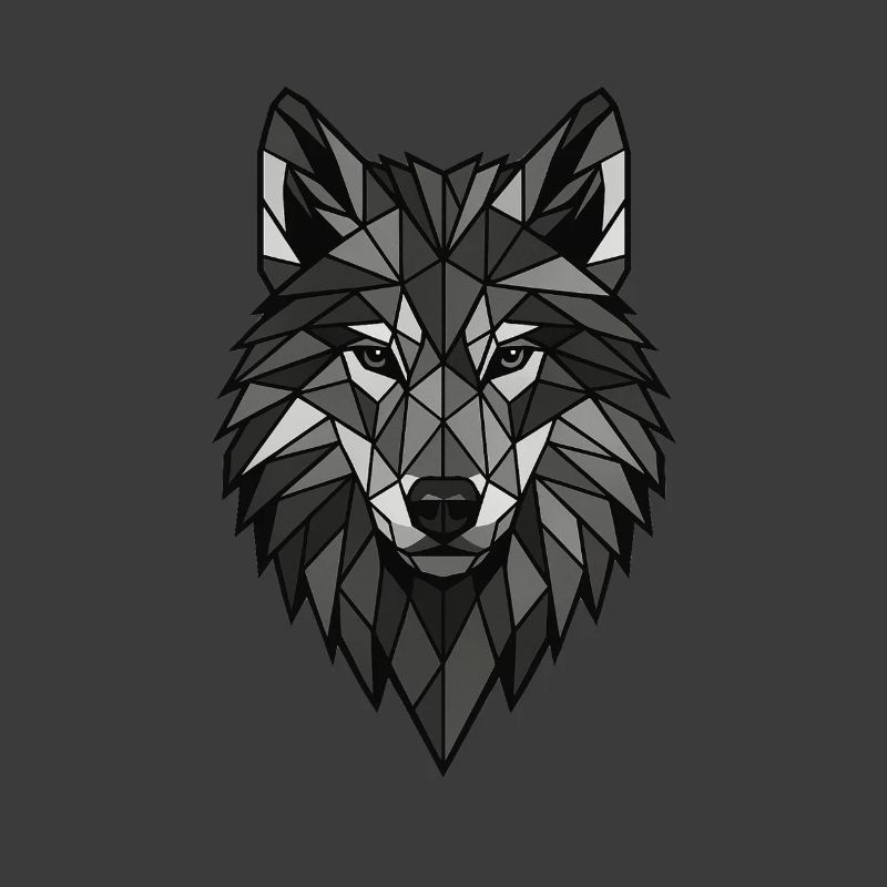 Geometrischer Wolfenkopf Grau