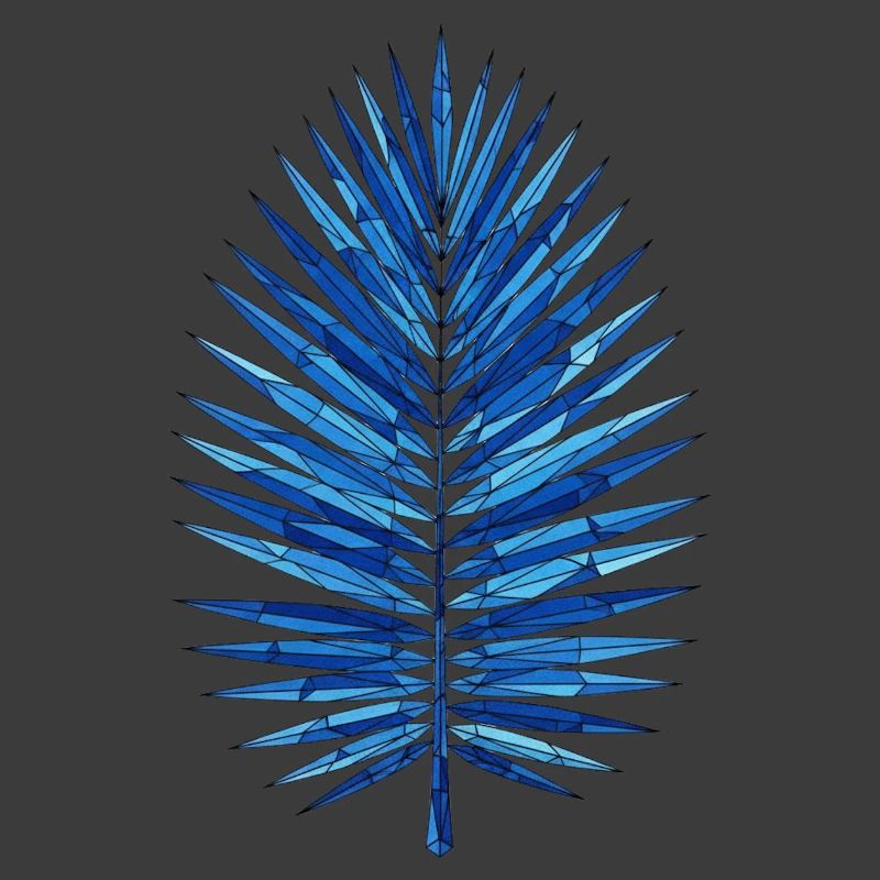 Blue Geometry Palm Leaf