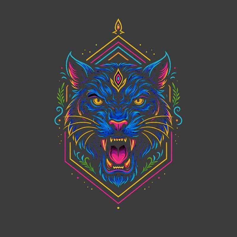 Neon Tiger Geometrischer Print