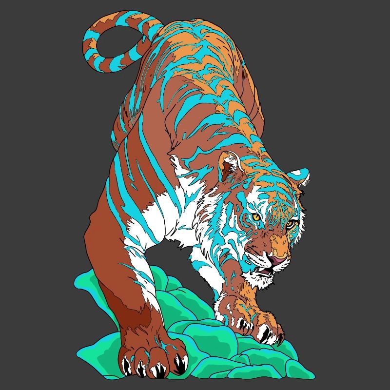 Türkisblauer Tiger auf Felsen
