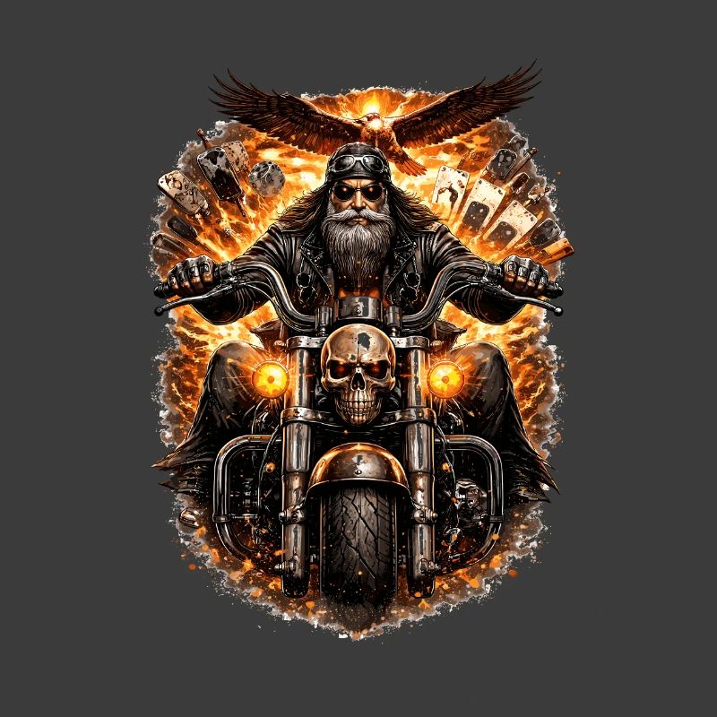 Flammender Schädel Biker