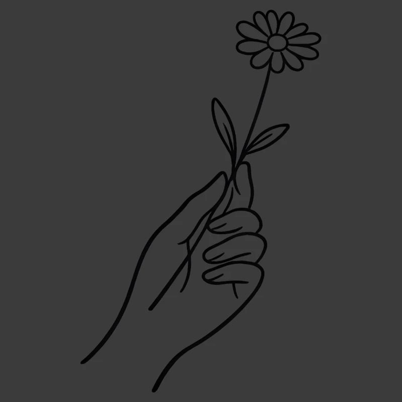 Linienhand mit Blume
