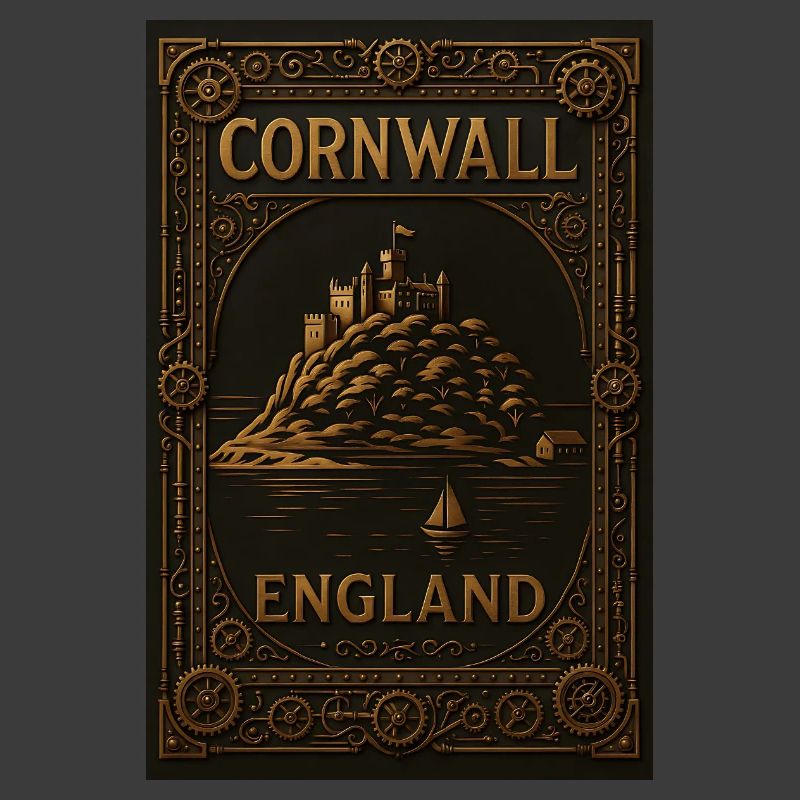 Cornwall Angleterre – Affiche de voyage Steampunk