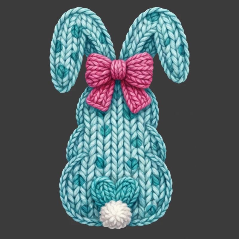 Easter Bunny From Back Bow Faux Yarn Easter