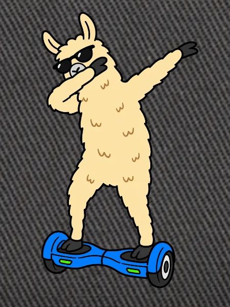 Lama-Dab auf Hoverboard