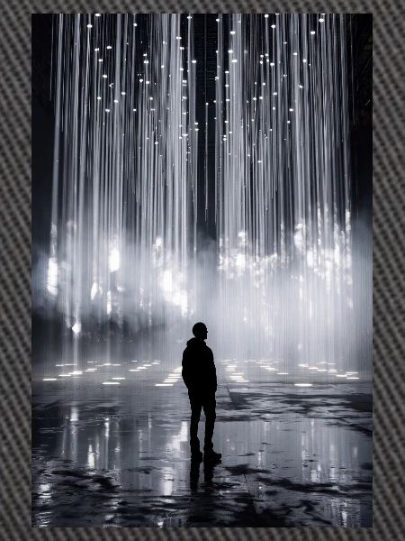 Leuchtende Lichtfall-Silhouette