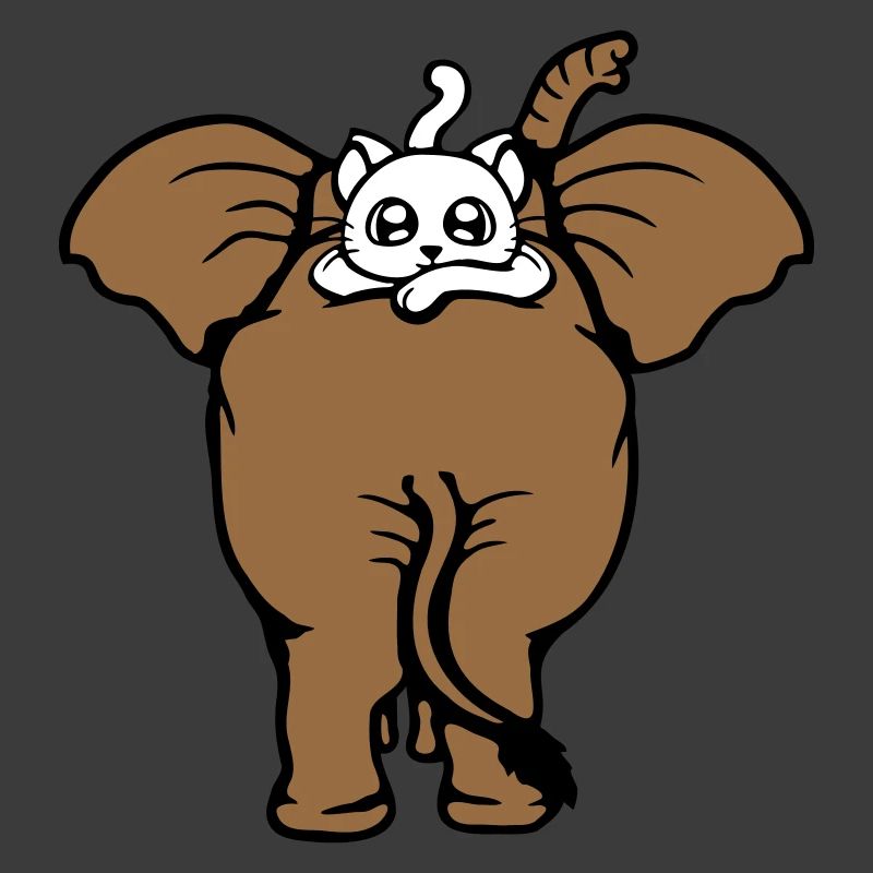 Chat Éléphant Équipe de marche Couché 2 Amis Mignon