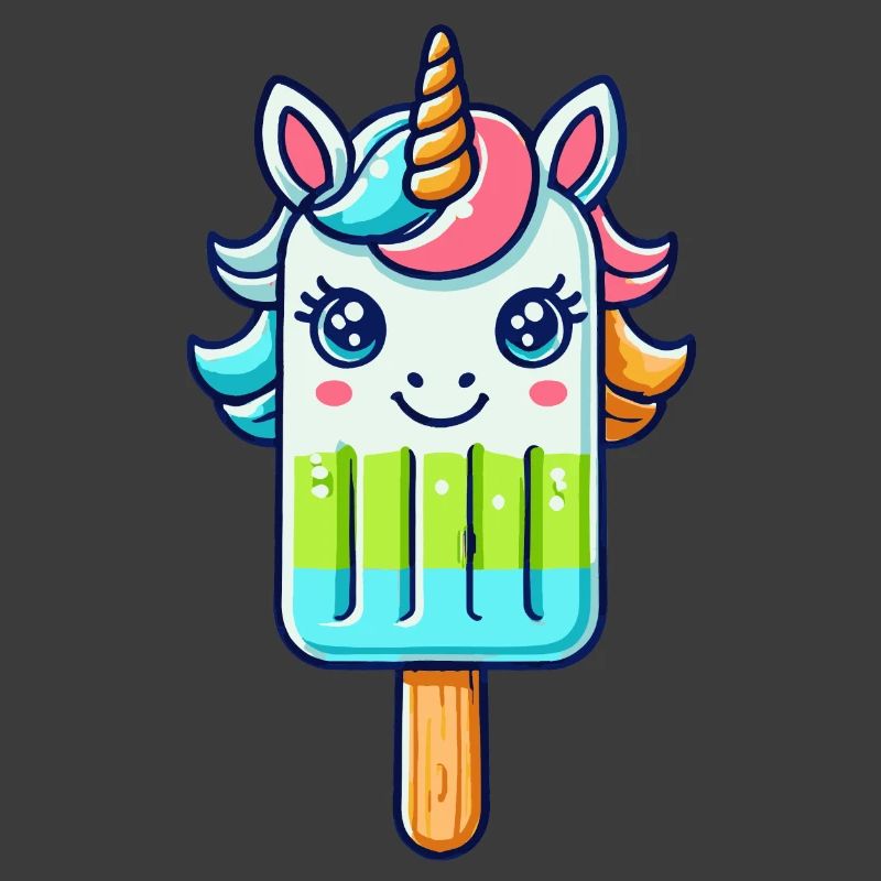 Ein Eis am Stil in Form eines bunten Einhorns