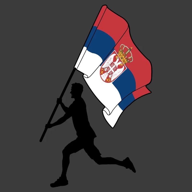 Flagge Serbien Mann läuft