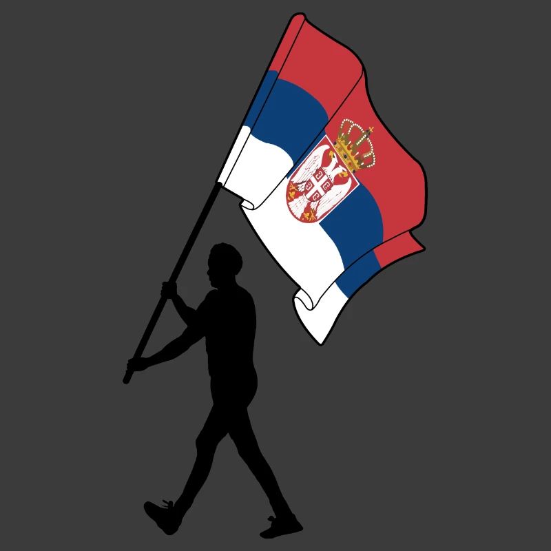 Flagge Serbien Mann geht