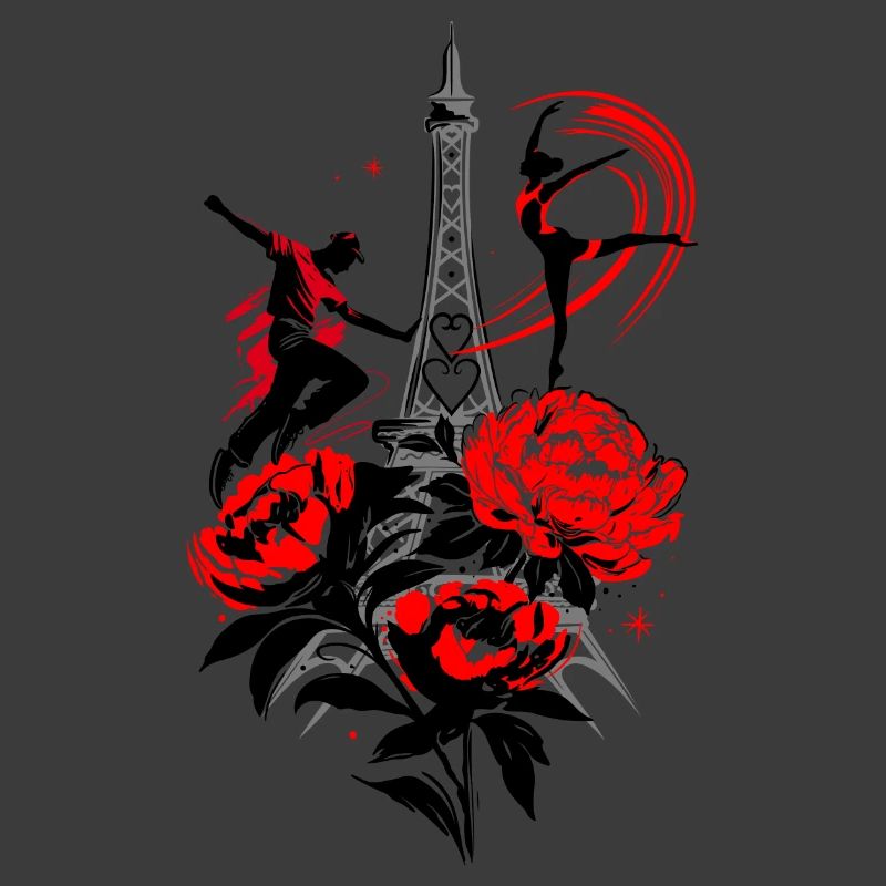 Danseuse Paris Silhouette, Rouge Noir Abstrait