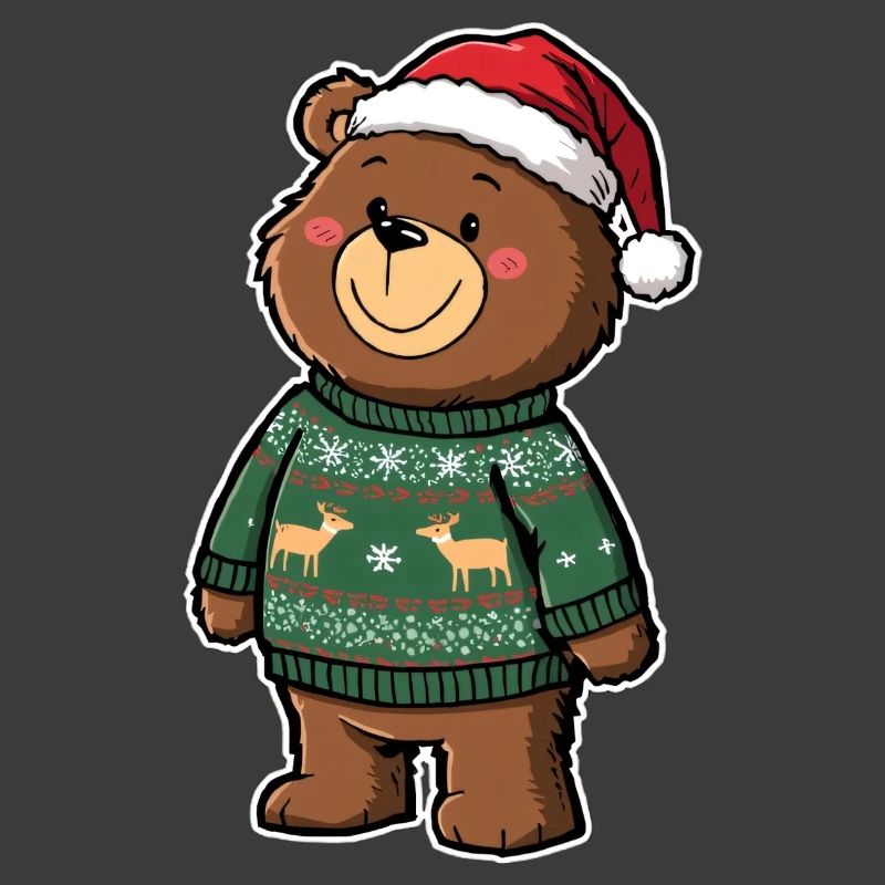 Niedlicher Bär mit Weihnachtspullover